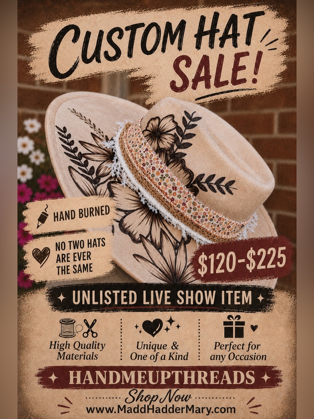 Unlisted Handcrafted MaddHadderMary Hat 🤠